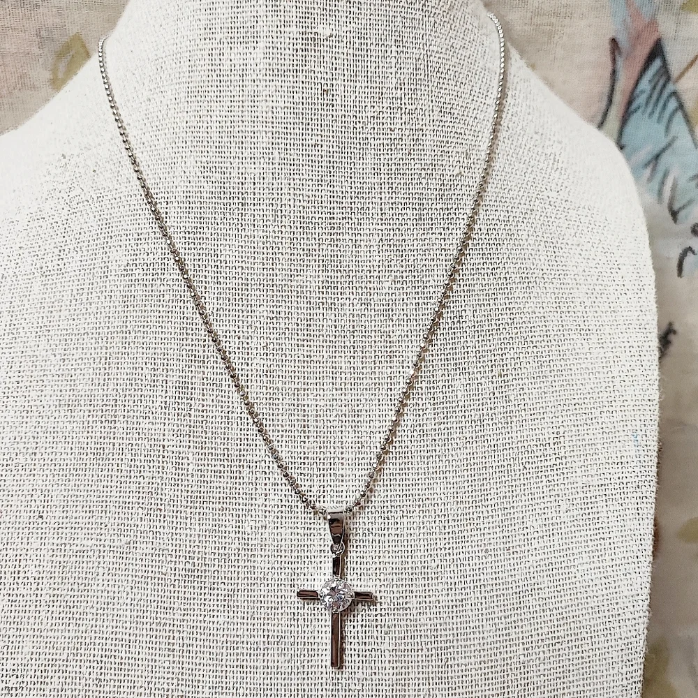 5 Holy Communion Cubic Zirconia Crosses Catholic Jewelry Petite Necklace NEW
